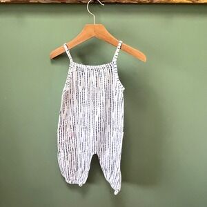 Mini Heroes Toddler Girls Blue White Dash Print Spaghetti Strap Romper 24M
